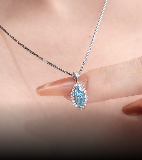 Vòng cổ Moissanite Blue